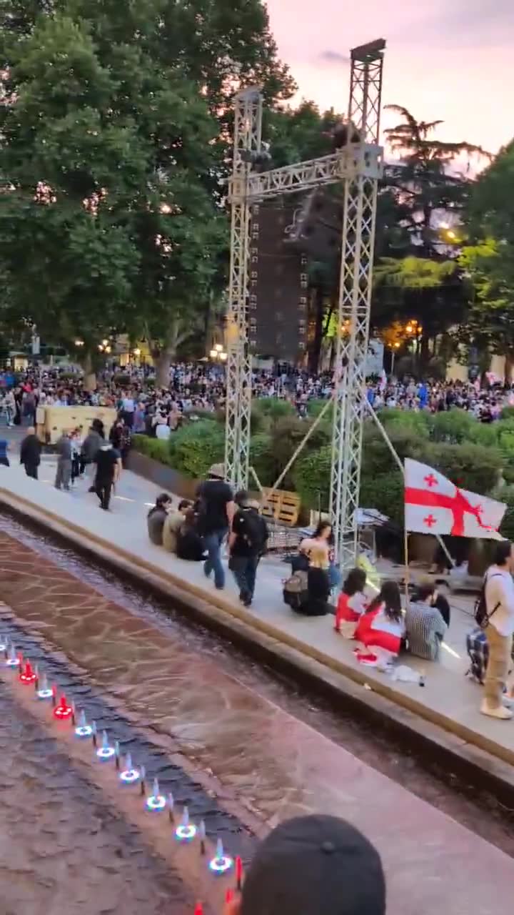 The crowd is gathering on Rustaveli Avenue for a larger-than-usual rally. Day 214 of daily, nationwide protests in Georgia