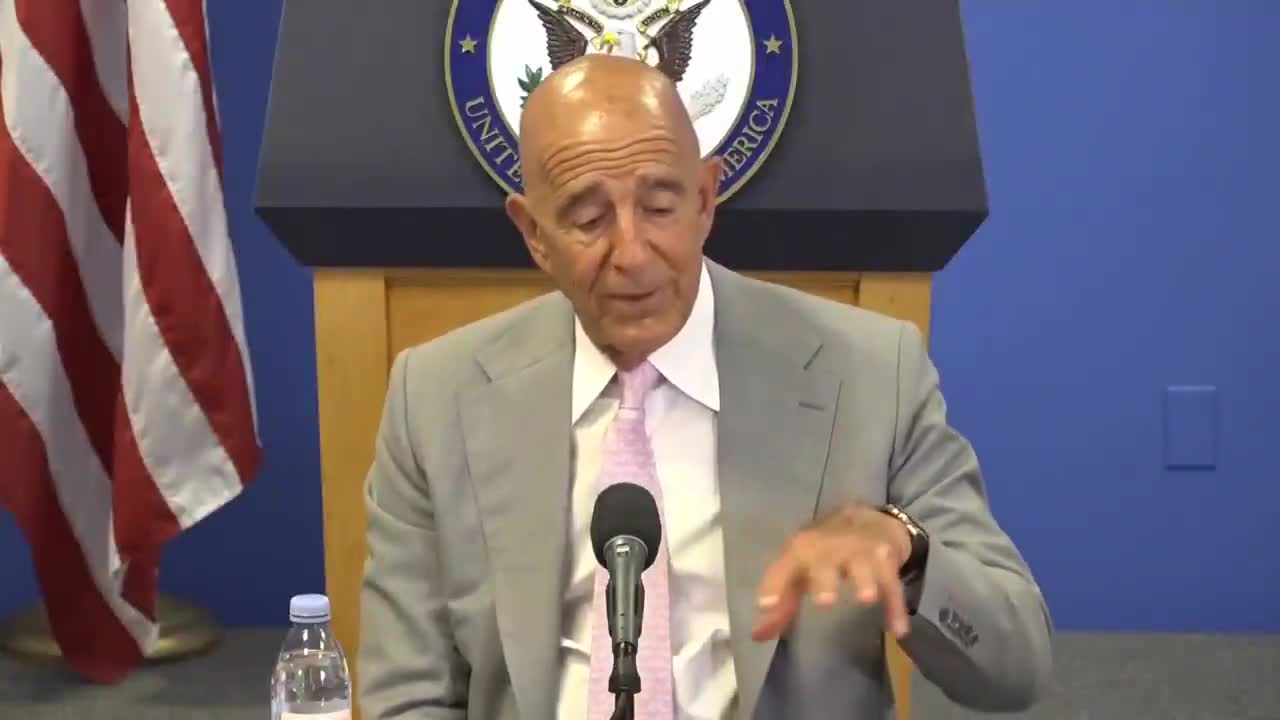 Tom Barrack: Regarding the Zangezur corridor. Turkey, like Azerbaijan and Armenia, is in the middle of all this. They're arguing over the 32-kilometer road, but this is no joke. This has been going on for ten years—the 32-kilometer road. So what happened was that the US came and said, 'Okay, let's take over. Give us the 32-kilometer road on a hundred-year lease, and you can share it.'