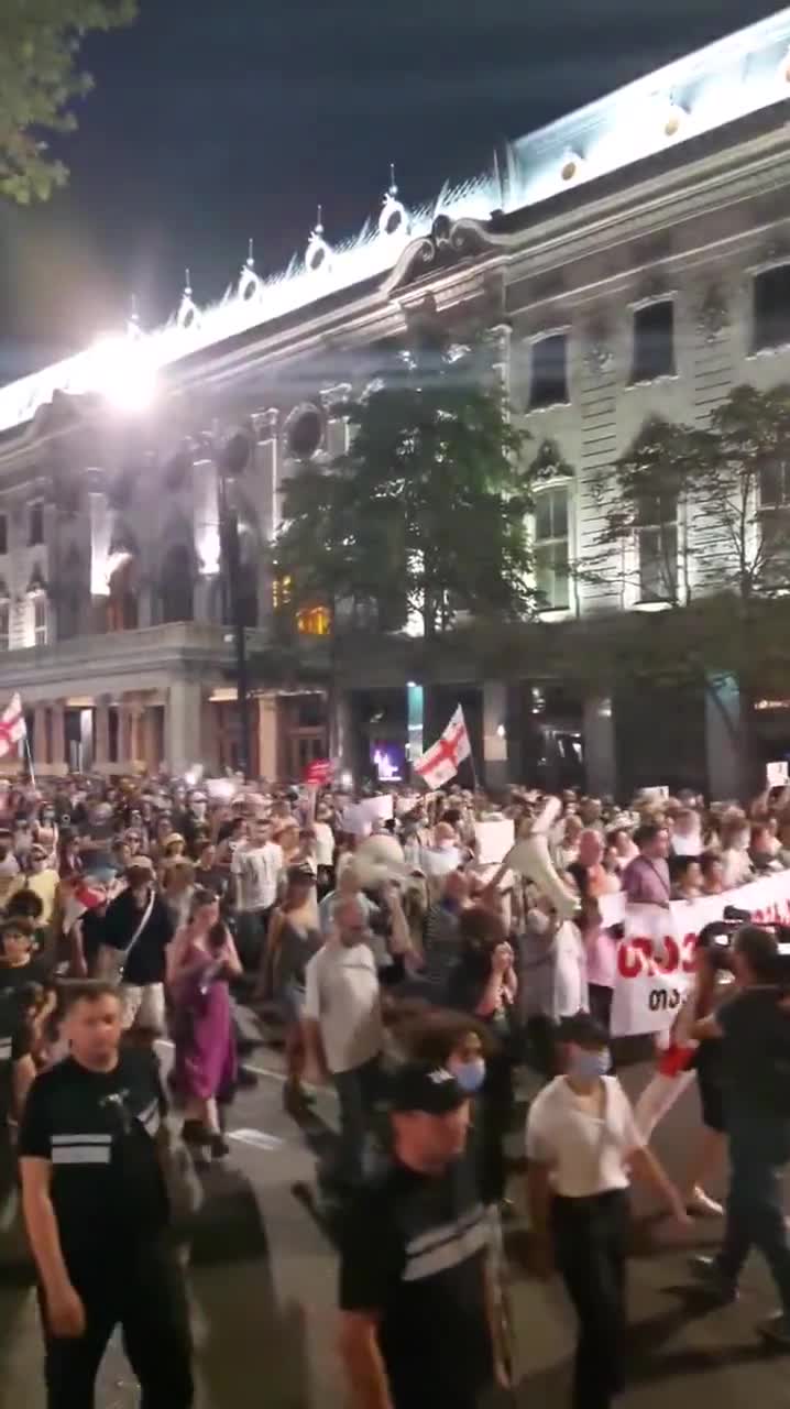 The crowd is  today in Tbilisi, Georgia, after journalist Mzia Amaghlobeli got sentenced to 2 years in prison for slapping a rogue cop.This is day 252 of daily, nationwide protests