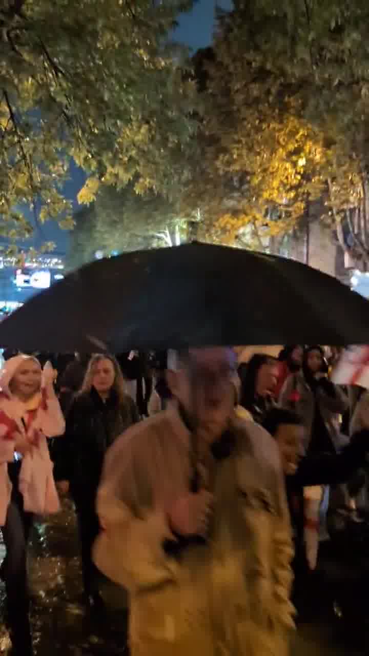 Georgian women lead the march toward Rustaveli Avenue in pouring rain. Day 308 of uninterrupted protests in 8  cities across the country
