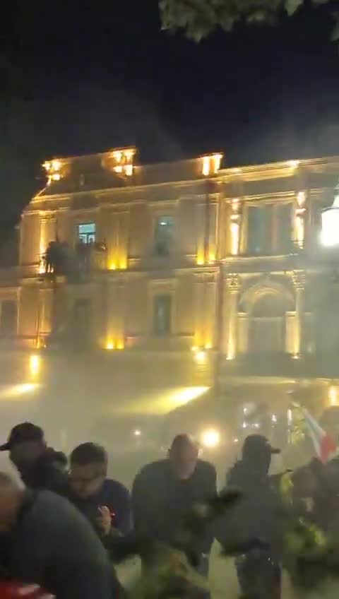 Happening now on Atoneli Street: riot police are using water cannons to disperse protesters.  Nini Gabritchidze/Civil.ge