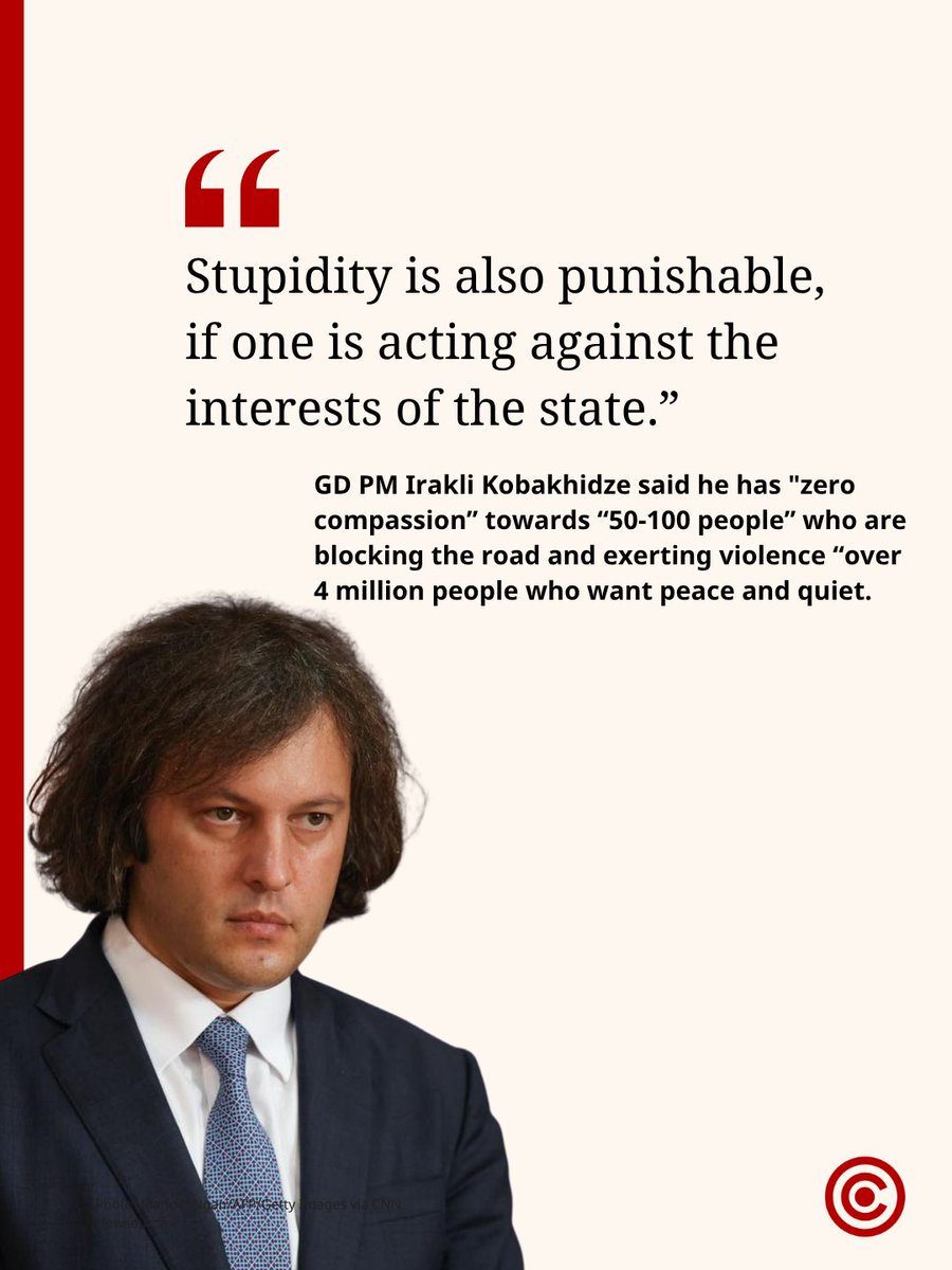 In a wide-ranging TV interview, GD PM Irakli Kobakhidze said people protesting on Tbilisi's Rustaveli Avenue for 300 days are in their majority paid [foreign] agents. And even if some of them are simply stupid, this stupidity would also be punished by the state