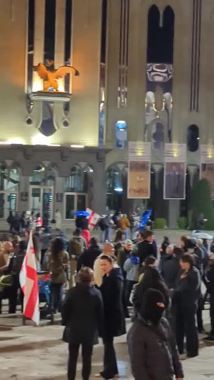 Protesters again block Tbilisi's Rustaveli Avenue in first rally after new laws took force introducing jail time for protest-related offences, and despite police warnings to identify and punish protesters who disobey. Day 324 of GeorgiaProtests  Nini Gabritchidze/Civil.ge