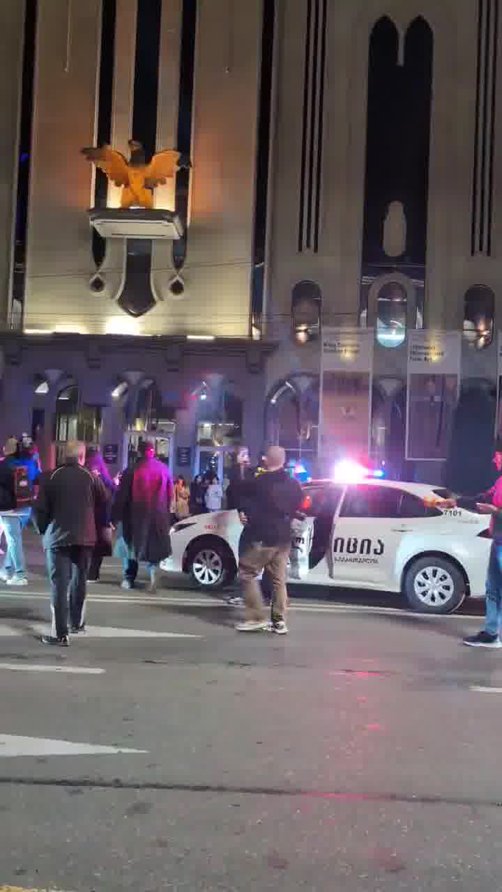 Today, some of the protesters tried to block Rustaveli Avenue. One of the demonstrators ran over a police vehicle. The police arrested several participants of the protest shortly afterward, including this woman