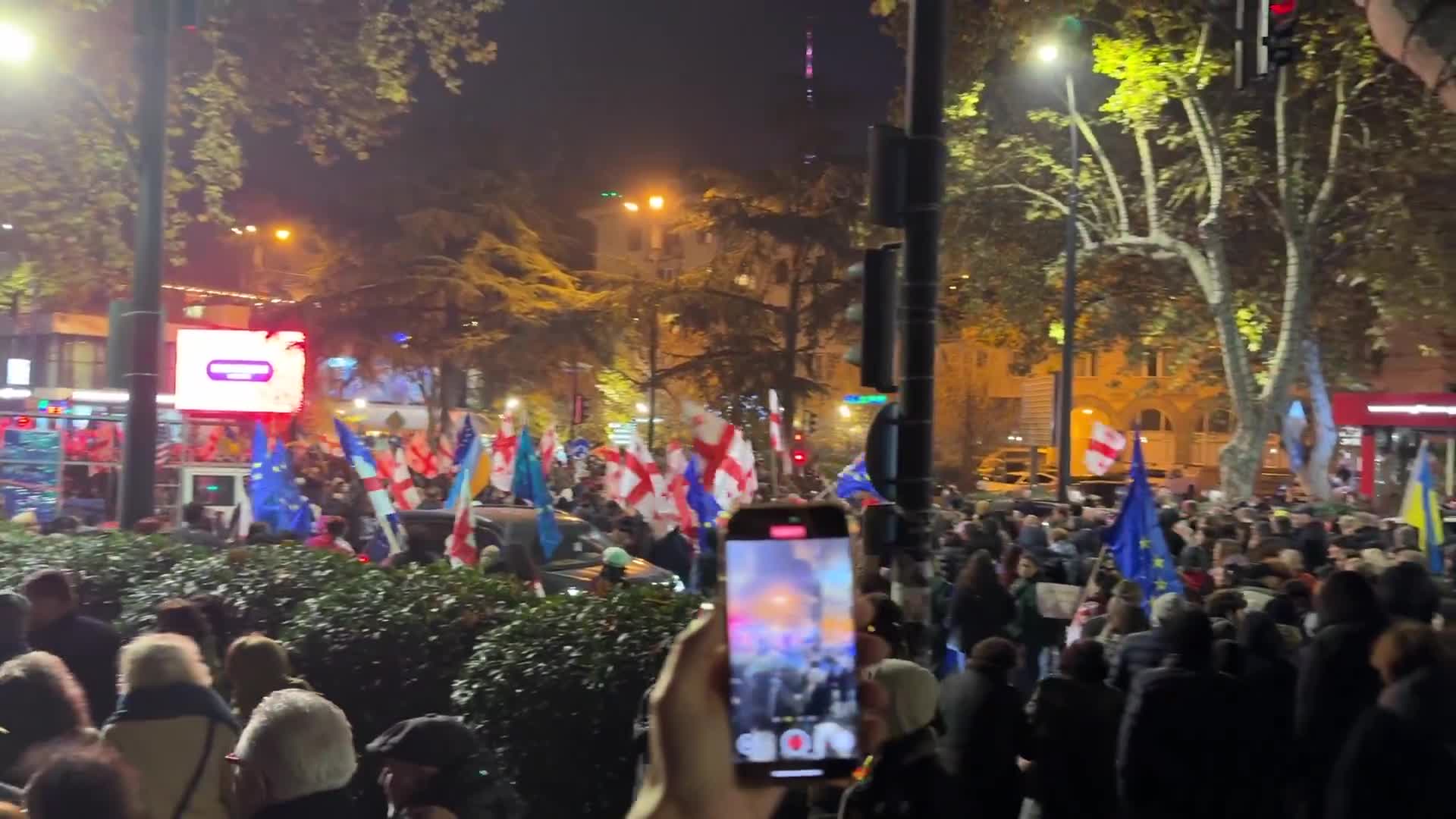 Chavchavadze Avenue is blocked. Wave of people are marching towards the Rustaveli Avenue. 366 days of non-stop, uninterrupted Georgia Protests. There’s another march coming from different location