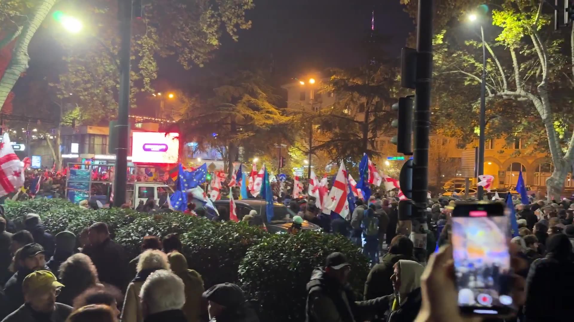 Chavchavadze Avenue is blocked. Wave of people are marching towards the Rustaveli Avenue. 366 days of non-stop, uninterrupted Georgia Protests. There’s another march coming from different location