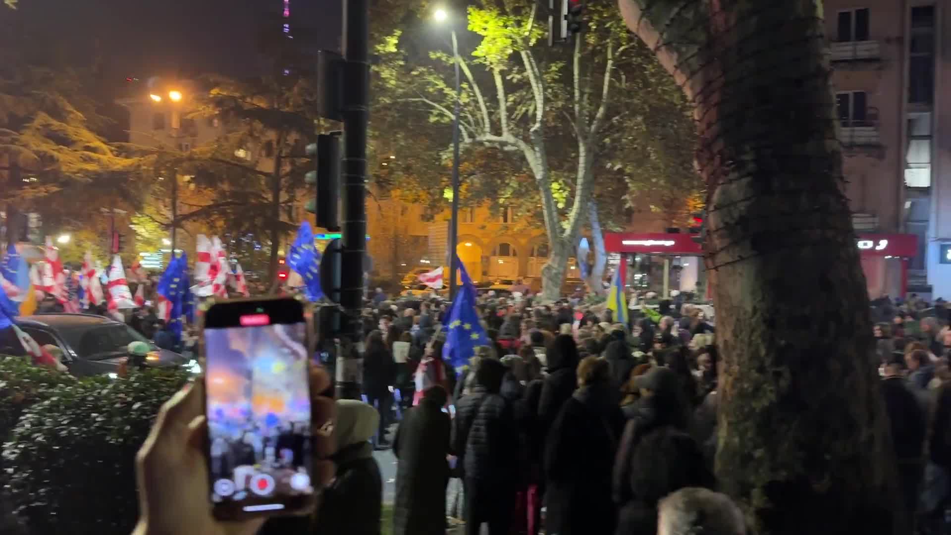 Chavchavadze Avenue is blocked. Wave of people are marching towards the Rustaveli Avenue. 366 days of non-stop, uninterrupted Georgia Protests. There’s another march coming from different location