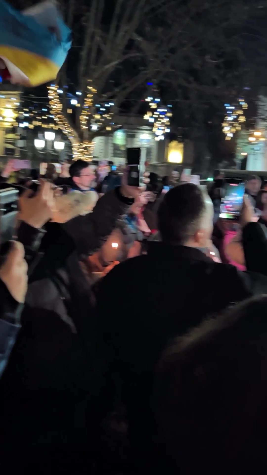 Georgian protesters marked Orthodox Christmas once again on Tbilisi's Rustaveli Avenue, gathering across the Kashveti Church and performing carols. Day 405 of non-stop protests. Nini Gabritchidze/Civil.ge