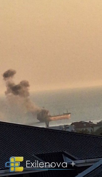 A ship has just been hit near Novorossiysk.